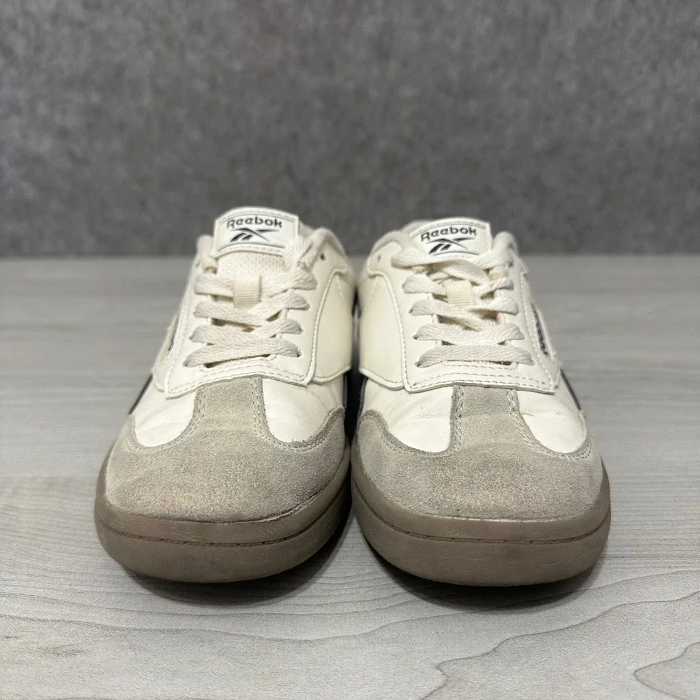 Reebok Club C Sneakers Kids Sz 3 White Navy Gum Sole Leather Suede Tennis Shoe‎